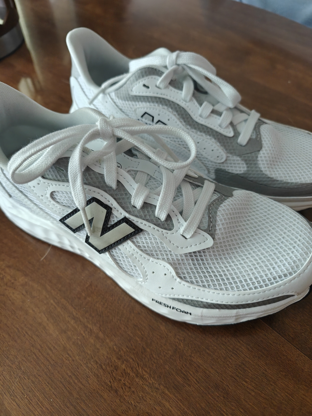 New Balance White and Light Gray Running Sneakers